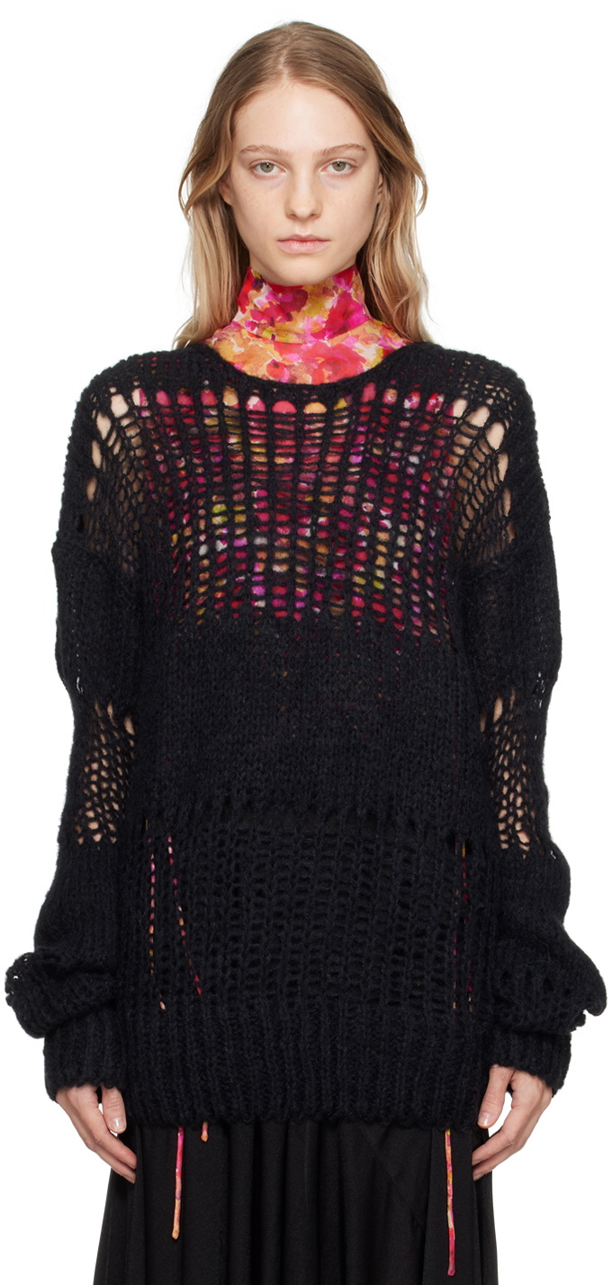 OPEN YY Black Irregular Sweater OPEN YY