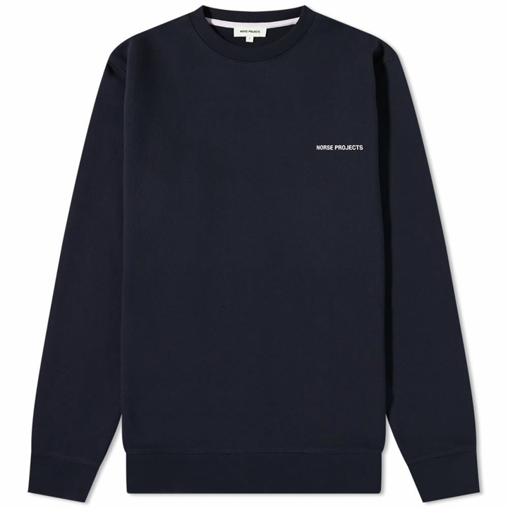Photo: Norse Projects Men's Vagn Logo Crew Sweat in Dark Navy