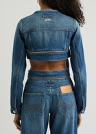 Jean Paul Gaultier Cropped Belted Denim Jacket Blue