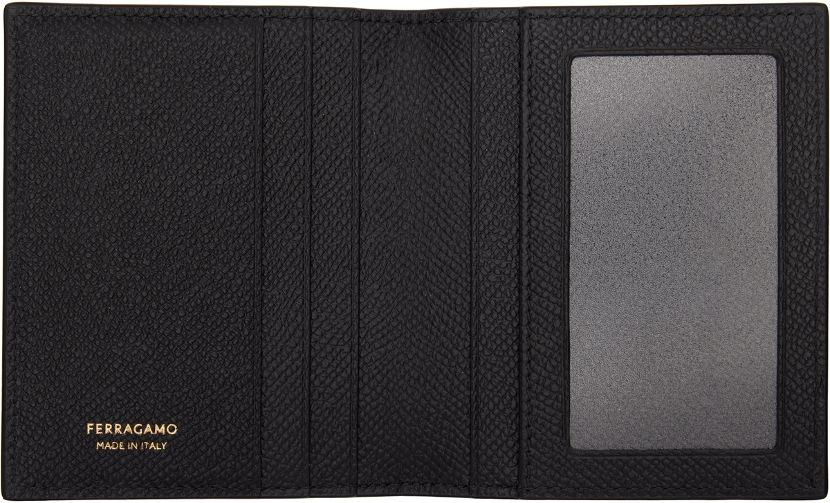 Ferragamo Black Gancini Window Credit Card Holder