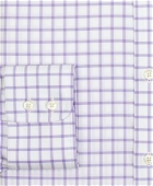 Brooks Brothers Men's Stretch Regent Regular-Fit Dress Shirt, Non-Iron Twill Button-Down Collar Grid Check | Lavender