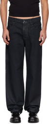 Marine Serre Black Moon Waxed Denim Straight Jeans