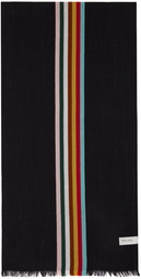 Paul Smith Black Central Multi Stripe Scarf