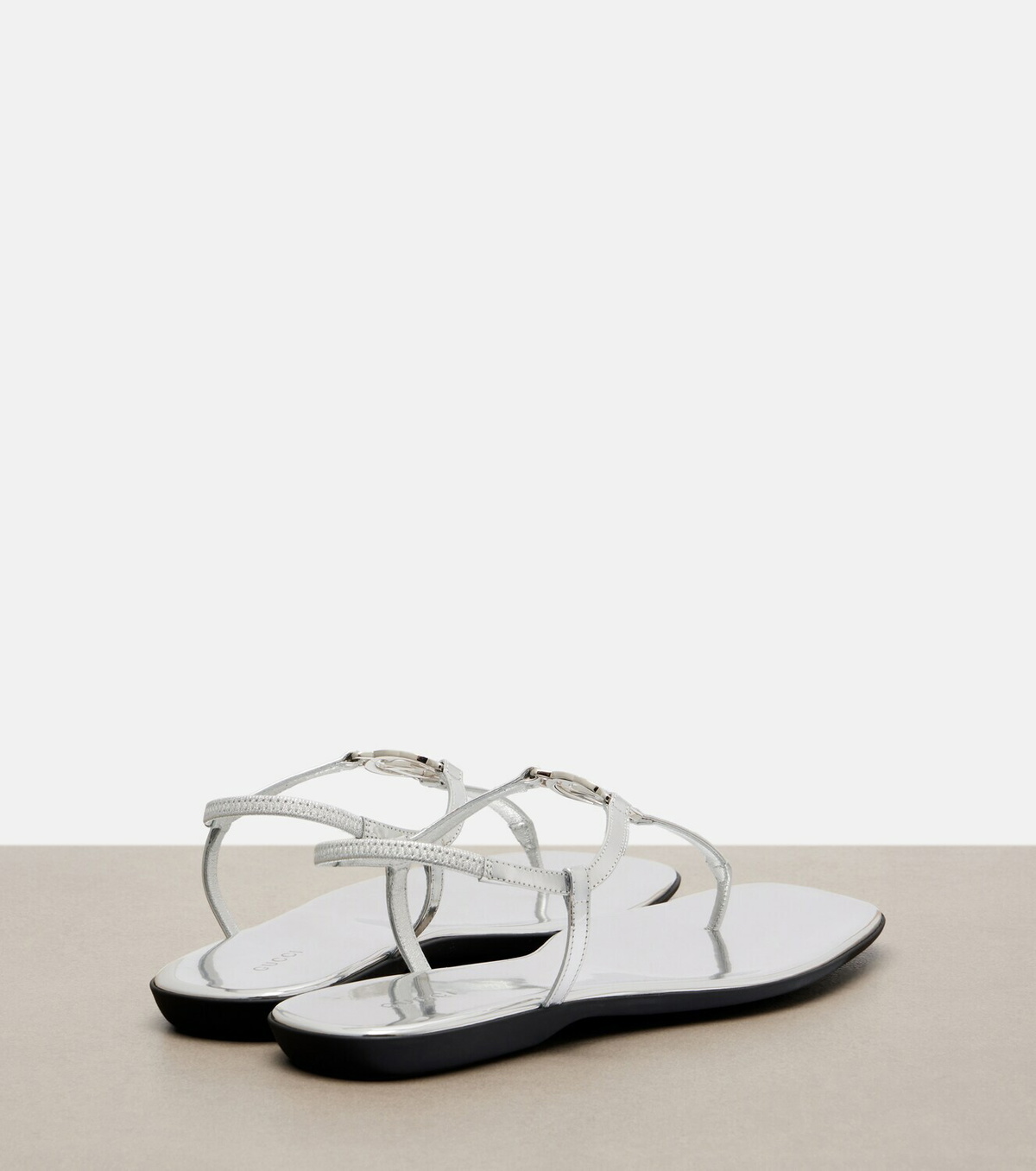 Gucci Interlocking G metallic leather thong sandals