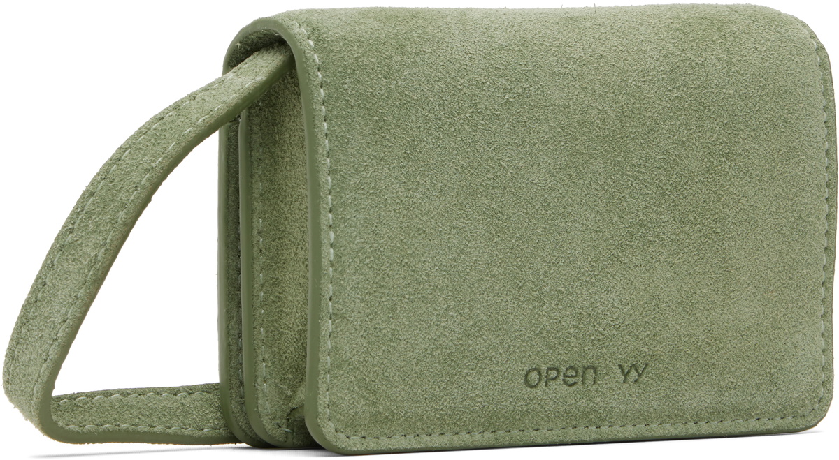 OPEN YY Green Micro Suede Stud Wallet Bag