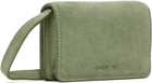 OPEN YY Green Micro Suede Stud Wallet Bag