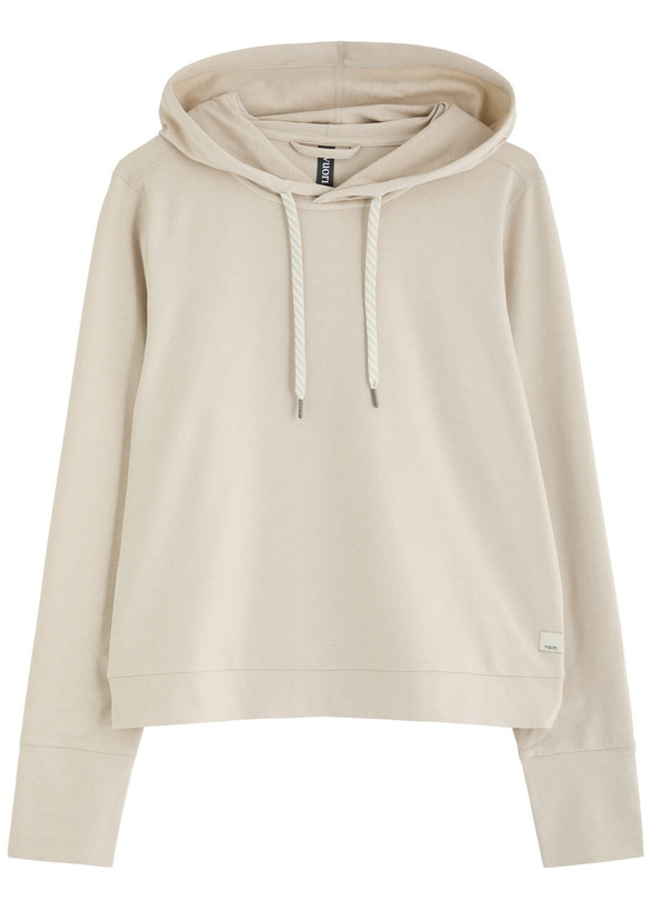 Photo: Vuori Halo Essential Hooded Jersey Sweatshirt Ecru