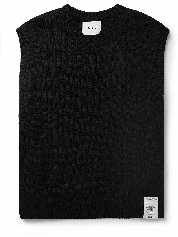 Photo: WTAPS - Appliquéd Knitted Sweater Vest - Black