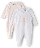 Kenzo Baby White & Pink Sleepsuit Set