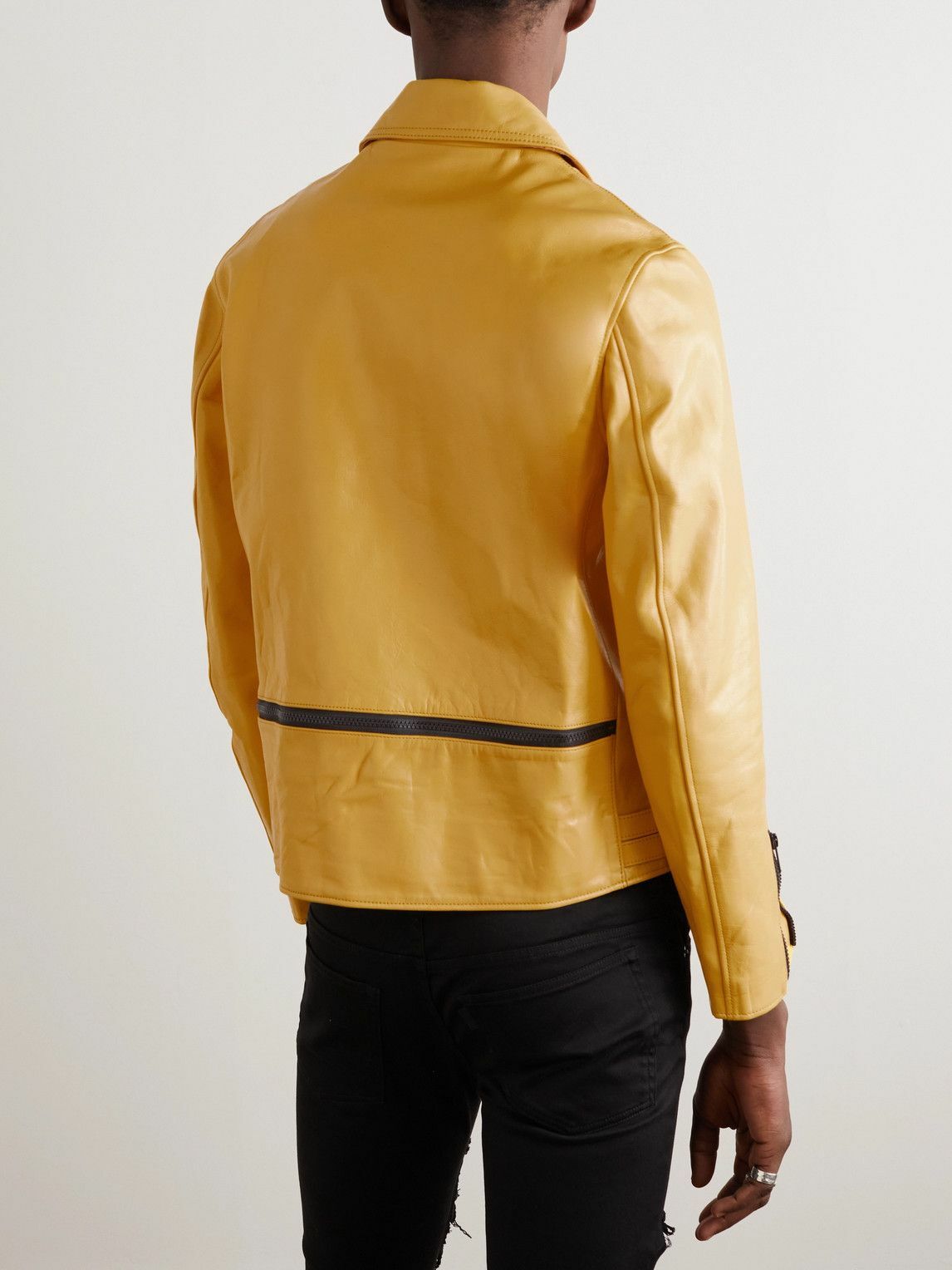 UNDERCOVER - Slim-Fit Leather Jacket - Yellow Undercover