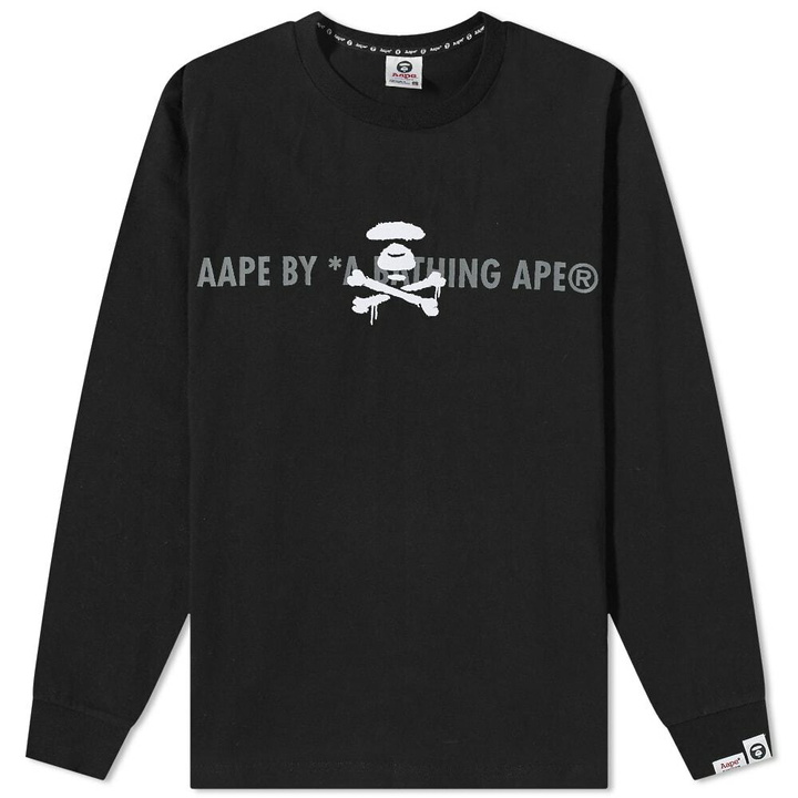 Photo: AAPE Men's Long Sleeve Tag T-Shirt in Black