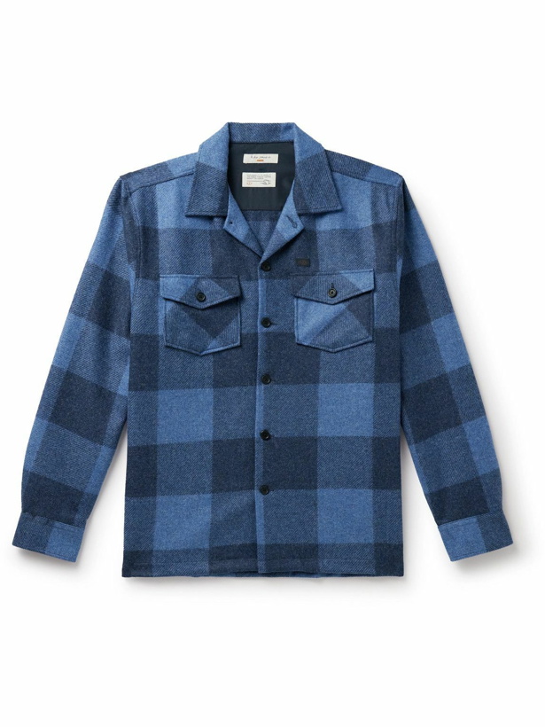 Photo: Nudie Jeans - Vincent Camp-Collar Checked Wool-Blend Overshirt - Blue