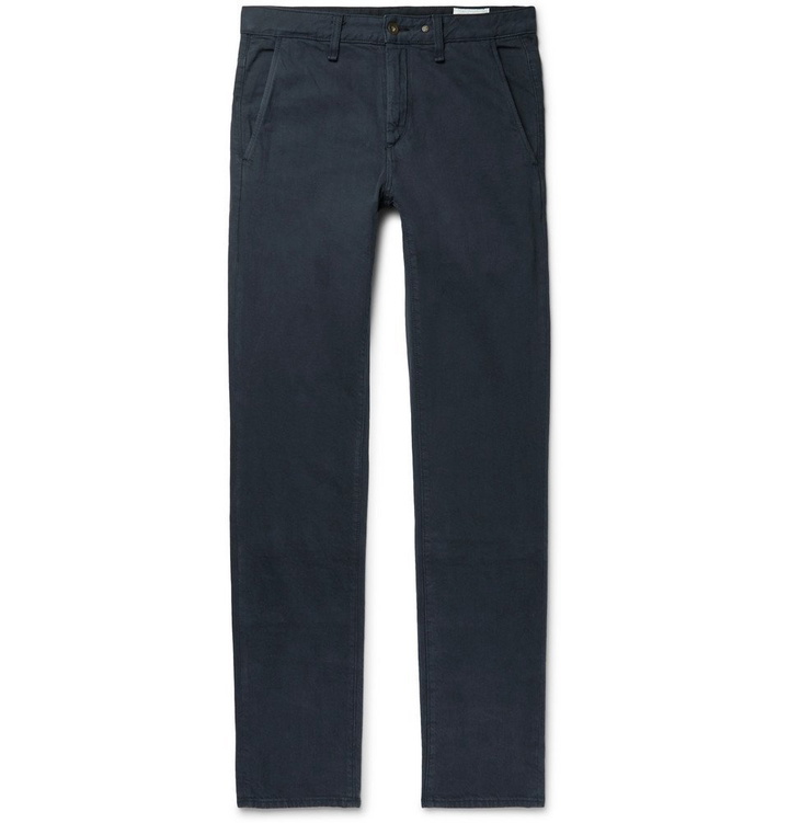 Photo: rag & bone - Midnight-Blue Fit 2 Slim-Fit Cotton and Linen-Blend Trousers - Midnight blue