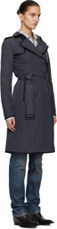 AARON ESH Navy Nylon Trench Coat