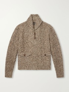 RRL - Shawl-Collar Aran Cable-Knit Wool, Cotton and Linen-Blend Zip-Up Cardigan - Brown