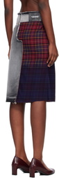 Off-White Red & Blue Check Flannel Denim Midi Skirt