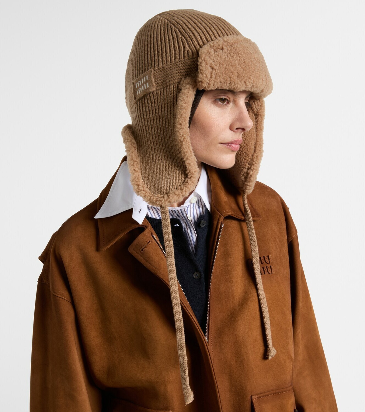 Miu Miu Shearling-trimmed wool and cashmere hat Miu Miu