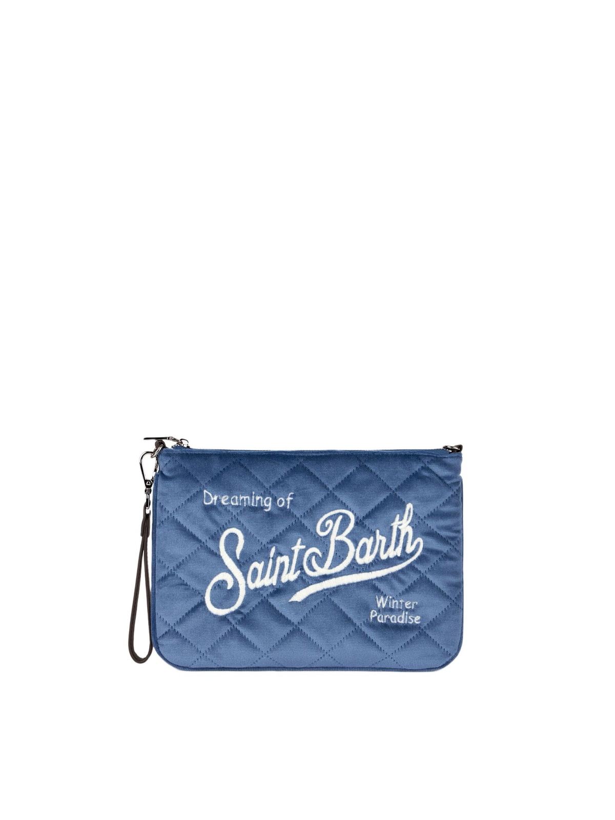 MC2 Saint Barth Light Blue Velvet Quilt Cross-body Pouch Bag Parisienne