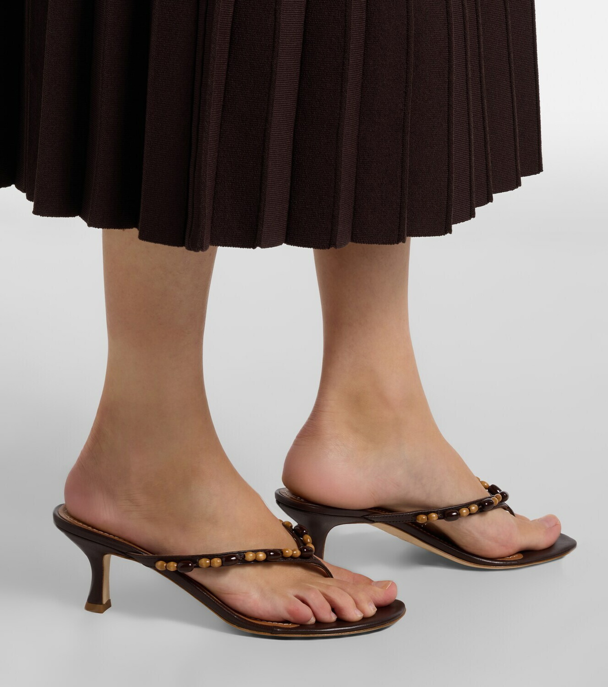 Staud Freja beaded leather thong sandals