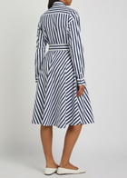 Polo Ralph Lauren Logo-embroidered Striped Cotton-poplin Midi Shirt Dress Blue