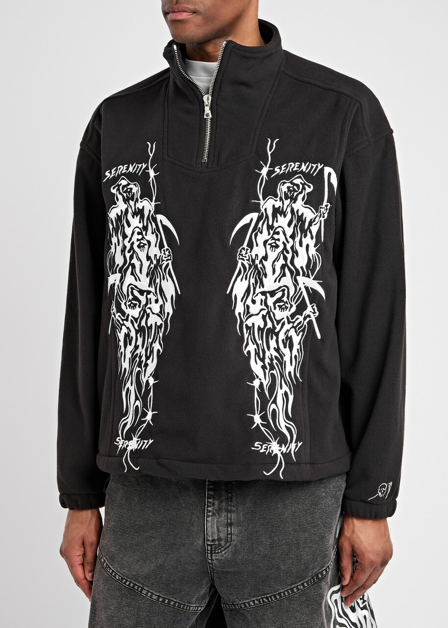 Warren Lotas Serenity Reaper Embroidered Fleece Jacket Black