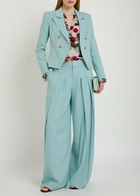 Alice + Olivia Sable Double-breasted Cropped Blazer Blue
