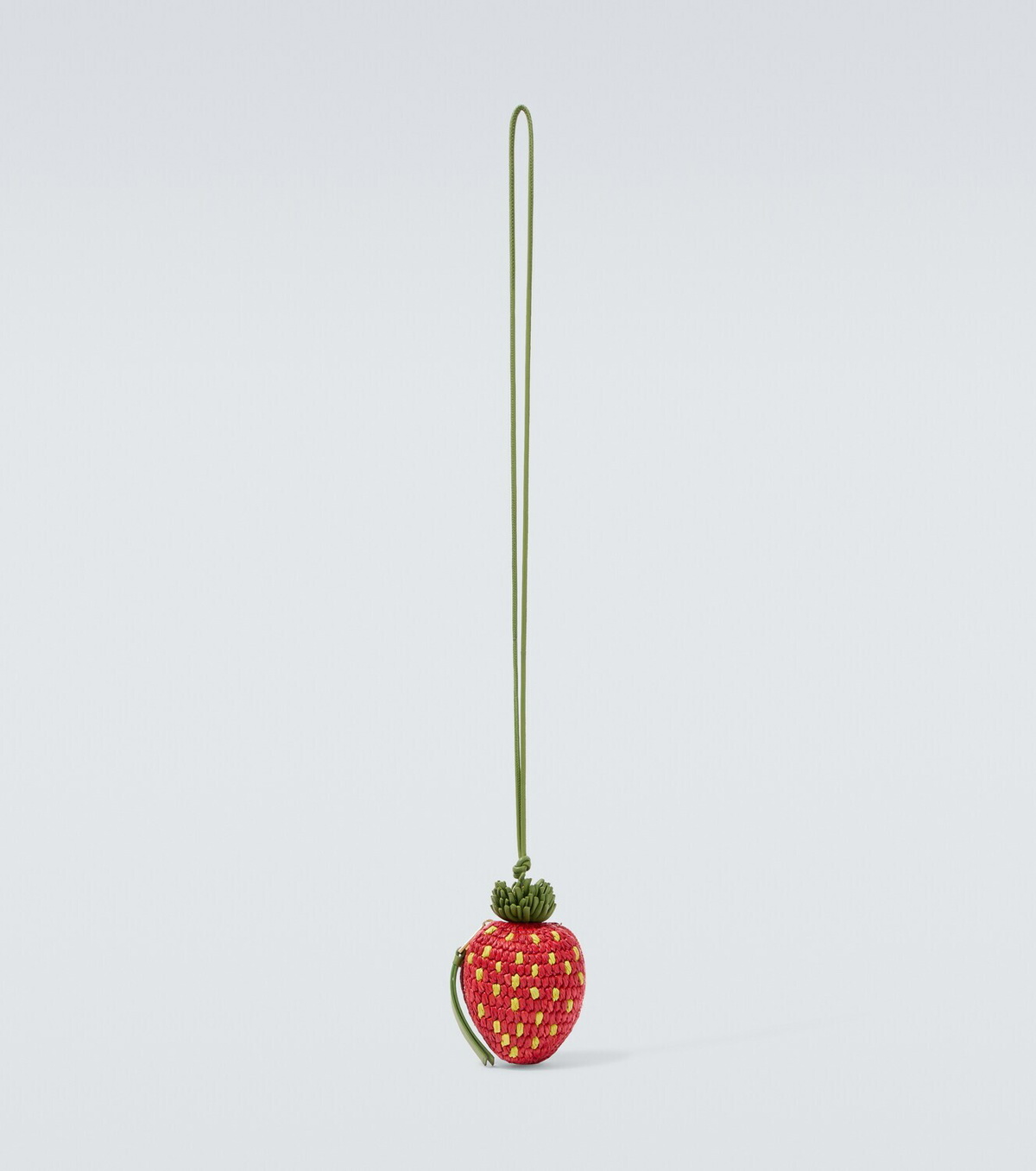 Loewe Strawberry raffia coin purse with strap