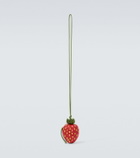 Loewe Strawberry raffia coin purse with strap