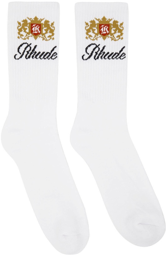 Photo: Rhude White Crest Logo Socks