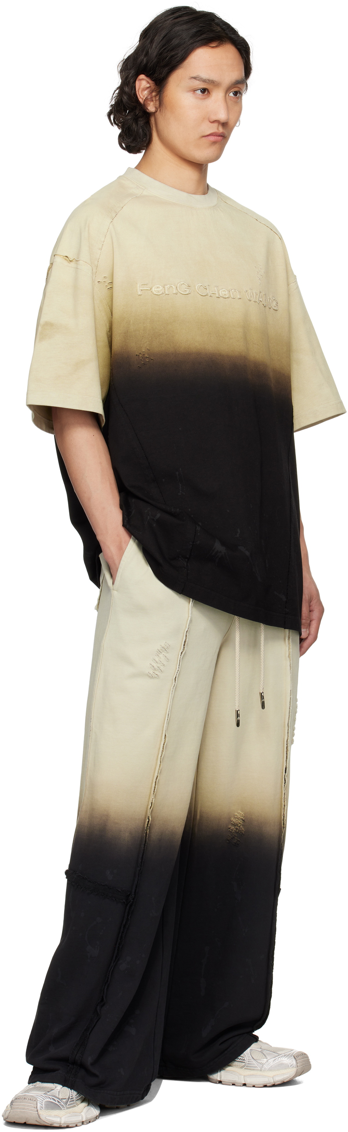 Feng Chen Wang Beige & Black Gradient T-shirt