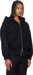 Simone Rocha Navy Embellished Hooded Zip Jacket