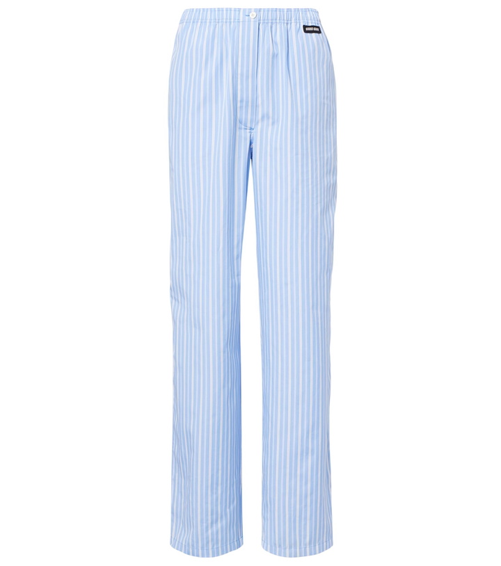 Photo: Miu Miu Striped cotton poplin wide-leg pants