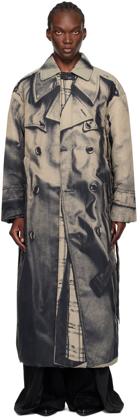 Jean Paul Gaultier Beige The Trompe L il Padded Trench Coat Jean Paul Gaultier