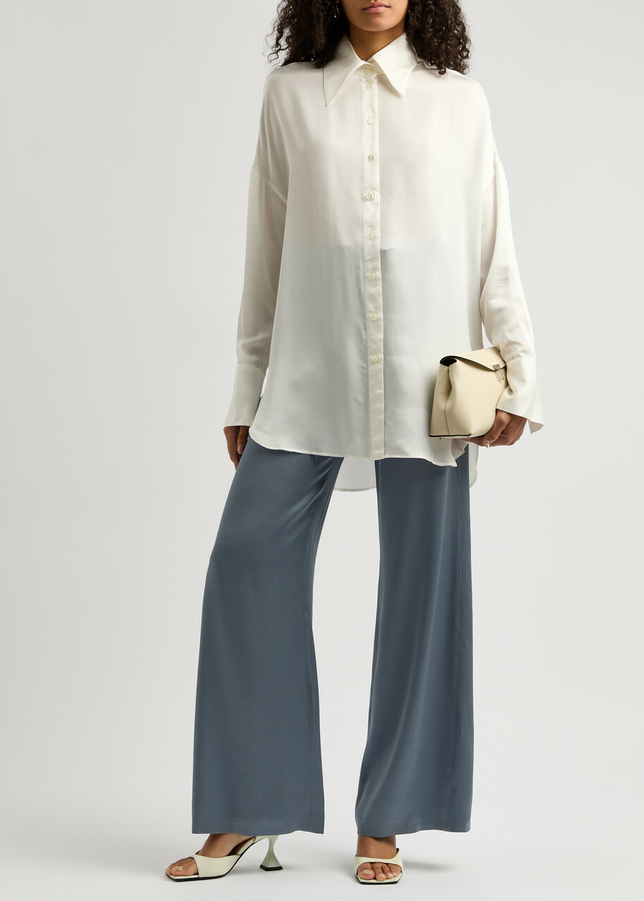 Herno Wrap-effect Satin Trousers Blue