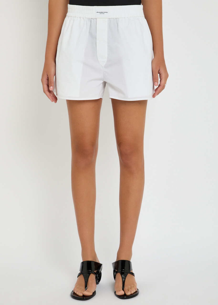 Alexanderwang.t Classic Boxer Cotton-poplin Shorts White
