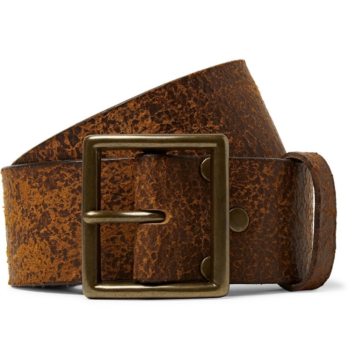 Photo: RRL - 4.5cm Brown Jones Distressed Leather Belt - Brown
