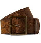 RRL - 4.5cm Brown Jones Distressed Leather Belt - Brown
