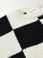 FRAME - Checked Merino Wool Sweater - Black