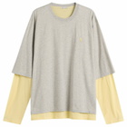 AMI Paris Men's Mercerised Jersey ADC Double Layer T-Shirt in Gris Chine Clair/Jaune
