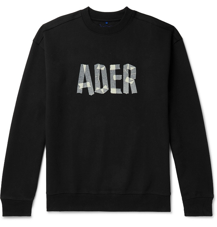 Photo: Ader Error - Oversized Logo-Print Cotton-Blend Jersey Sweatshirt - Black