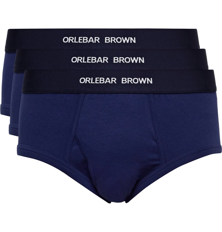 Photo: ORLEBAR BROWN - Three-Pack Stretch-Cotton Briefs - Blue