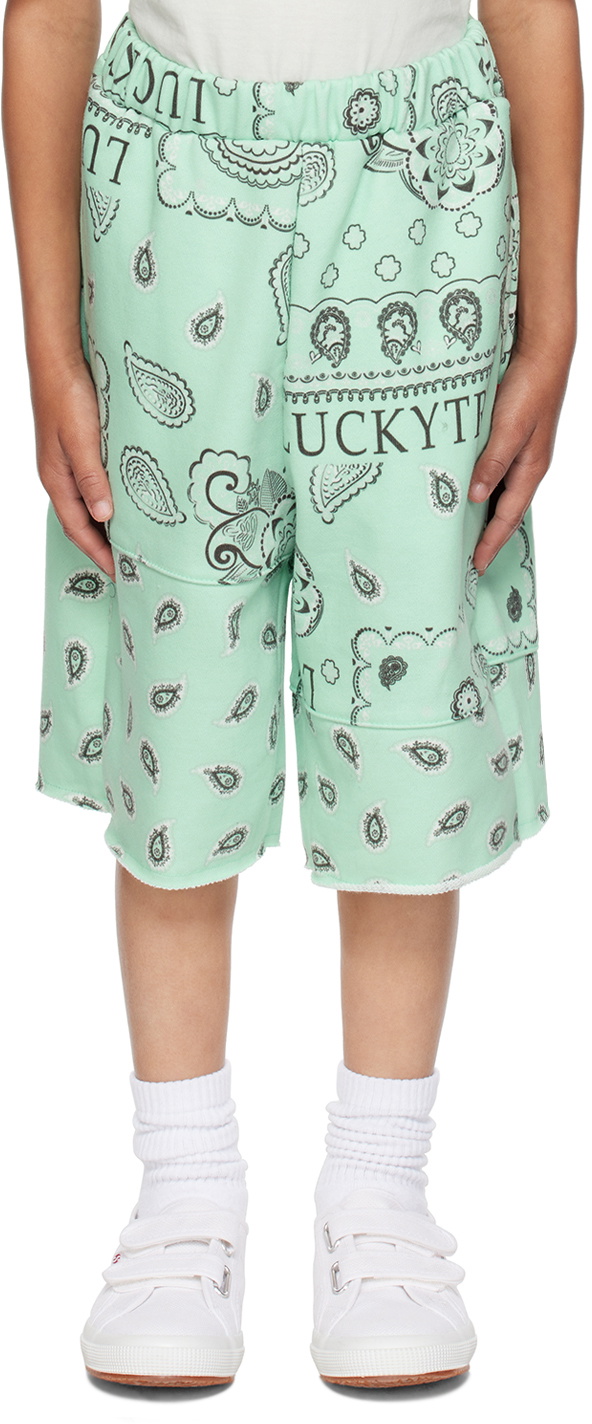 Luckytry Kids Green Paisley Shorts