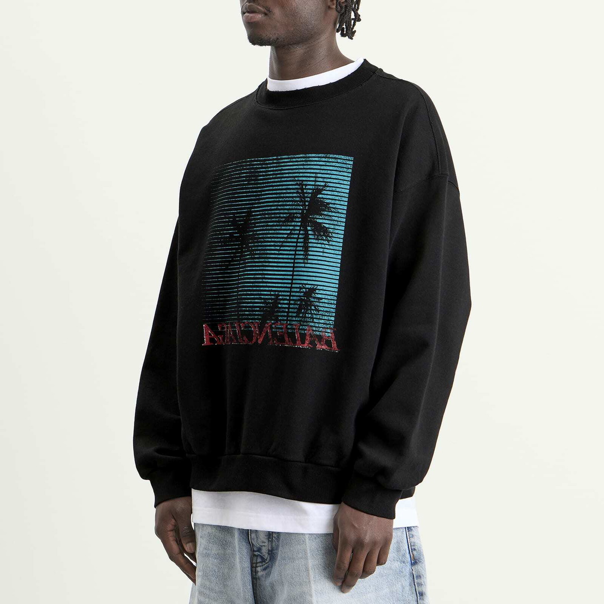 Balenciaga Men's Vintage Medium Fit Crewneck in Black