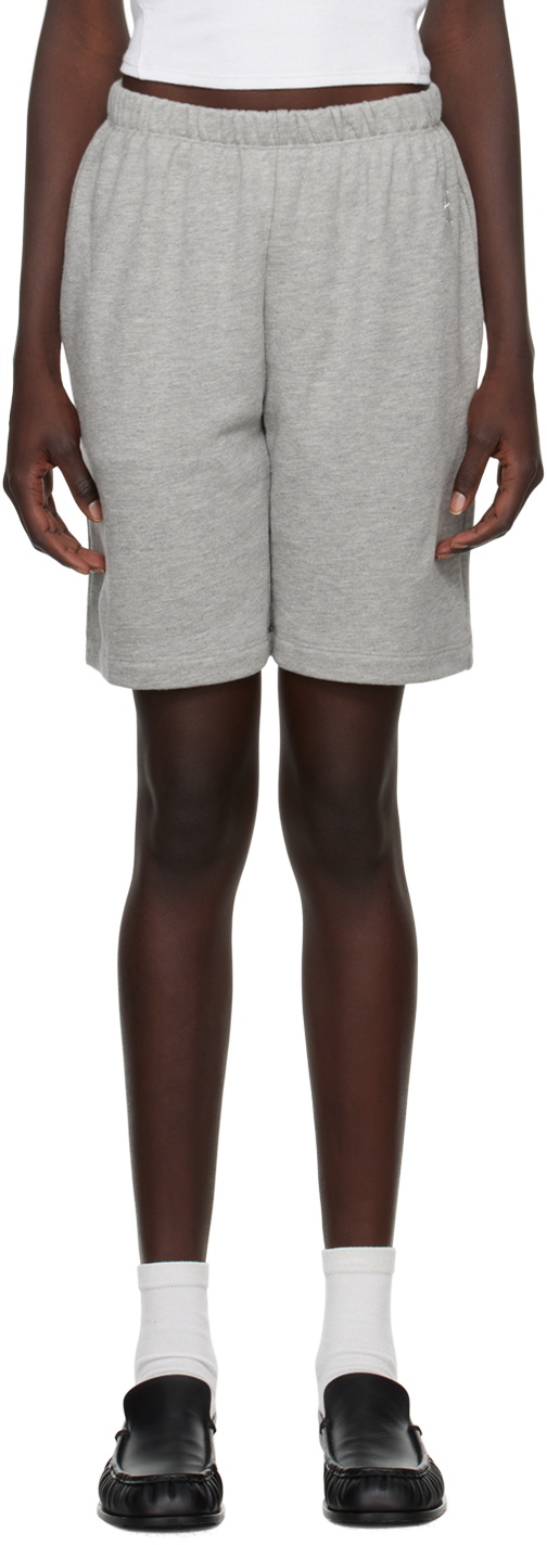 ÉTERNE Gray Logo-Embroidered Shorts
