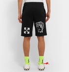 Off-White - Logo-Print Embroidered Loopback Cotton-Jersey Shorts - Black