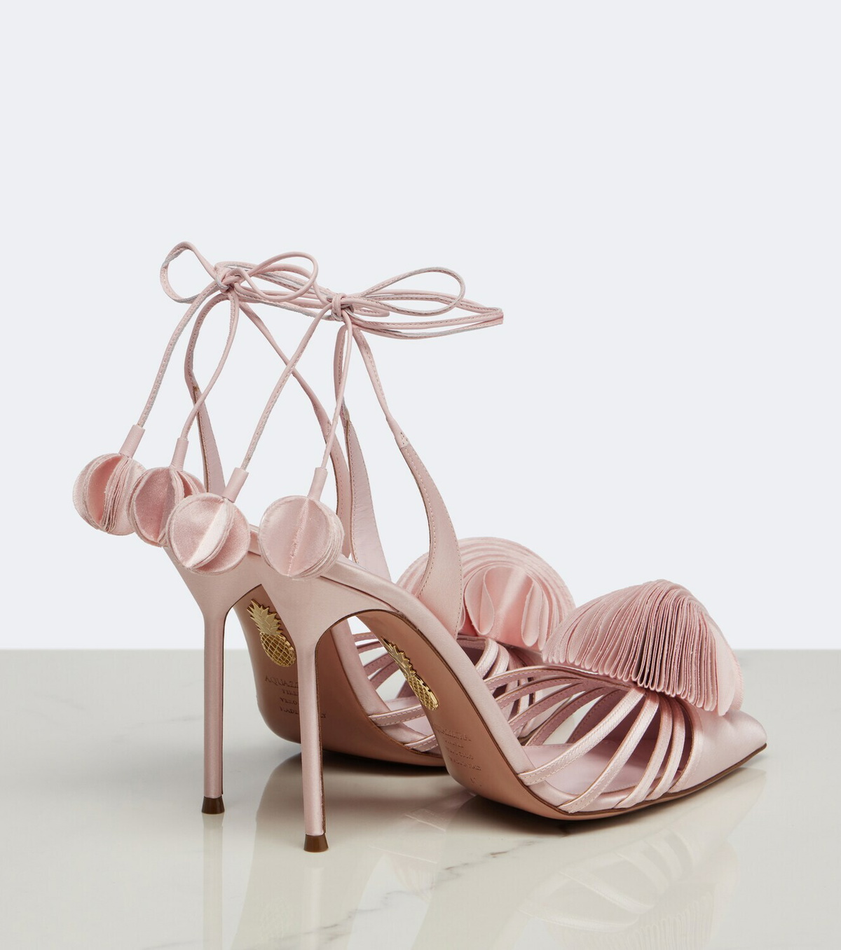 Aquazzura Wild Bloom satin slingback pumps