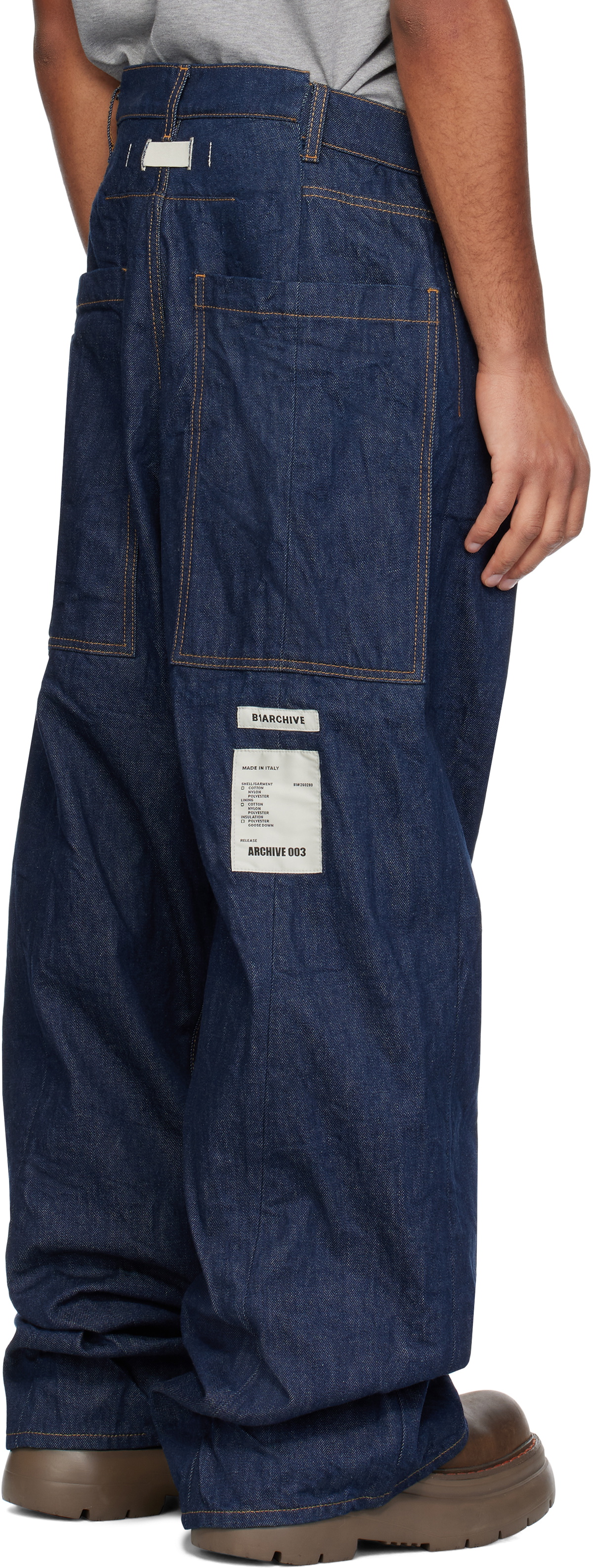 B1ARCHIVE Navy Wide Leg Jeans