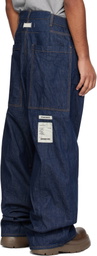 B1ARCHIVE Navy Wide Leg Jeans