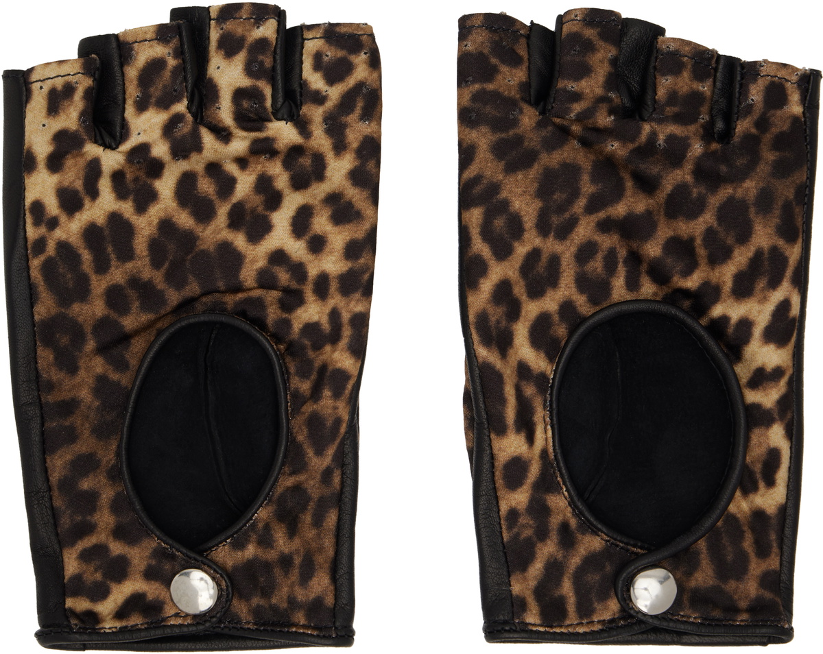Ernest W. Baker Black Leather Faux-Fur Gloves Ernest W. Baker
