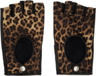 Ernest W. Baker Black & Beige Open Finger Driving Gloves